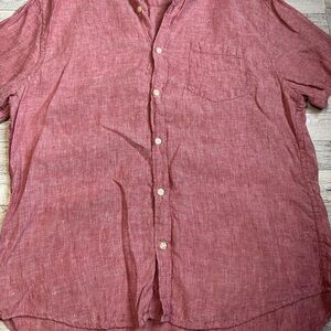J. Crew 100%linen Men's Red Linen Shirt size L
